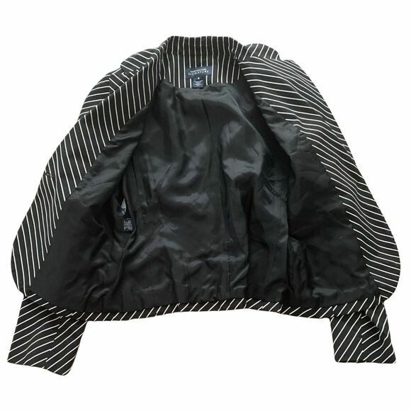 Jones New York Signature Womens Black White Striped Cotton Blazer Jacket Size 6 - Picture 7 of 11